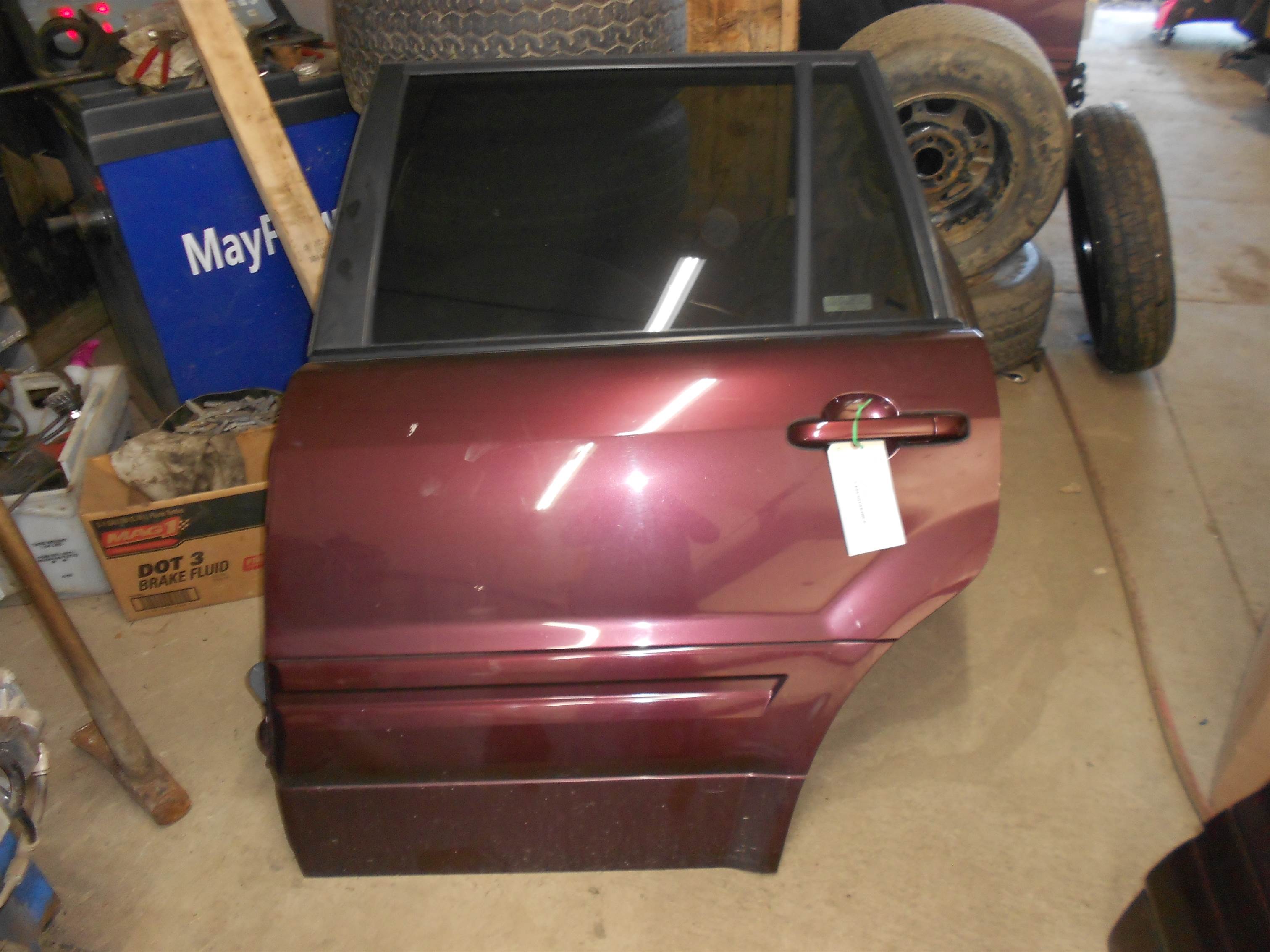 Used 03-08 HONDA PILOT DRIVER LEFT REAR SIDE DOOR ASSY DARK CHERRY PAINT for sale small view front thumbnail