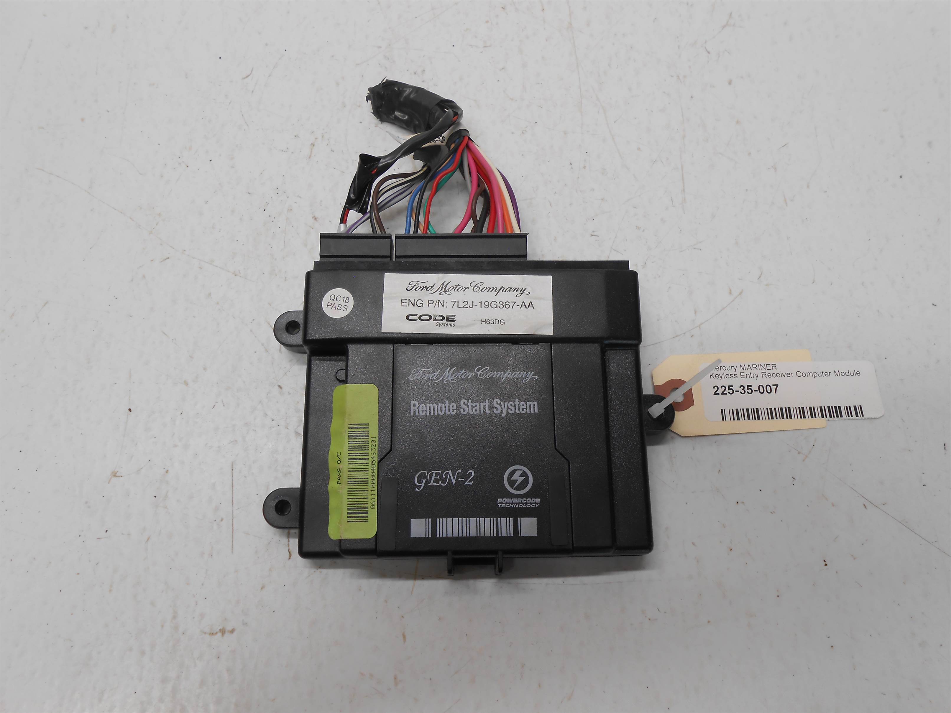 Used 2010 Mercury Mariner Keyless Entry Receiver Computer Module 7L2J-19G367-AA for sale small view front thumbnail