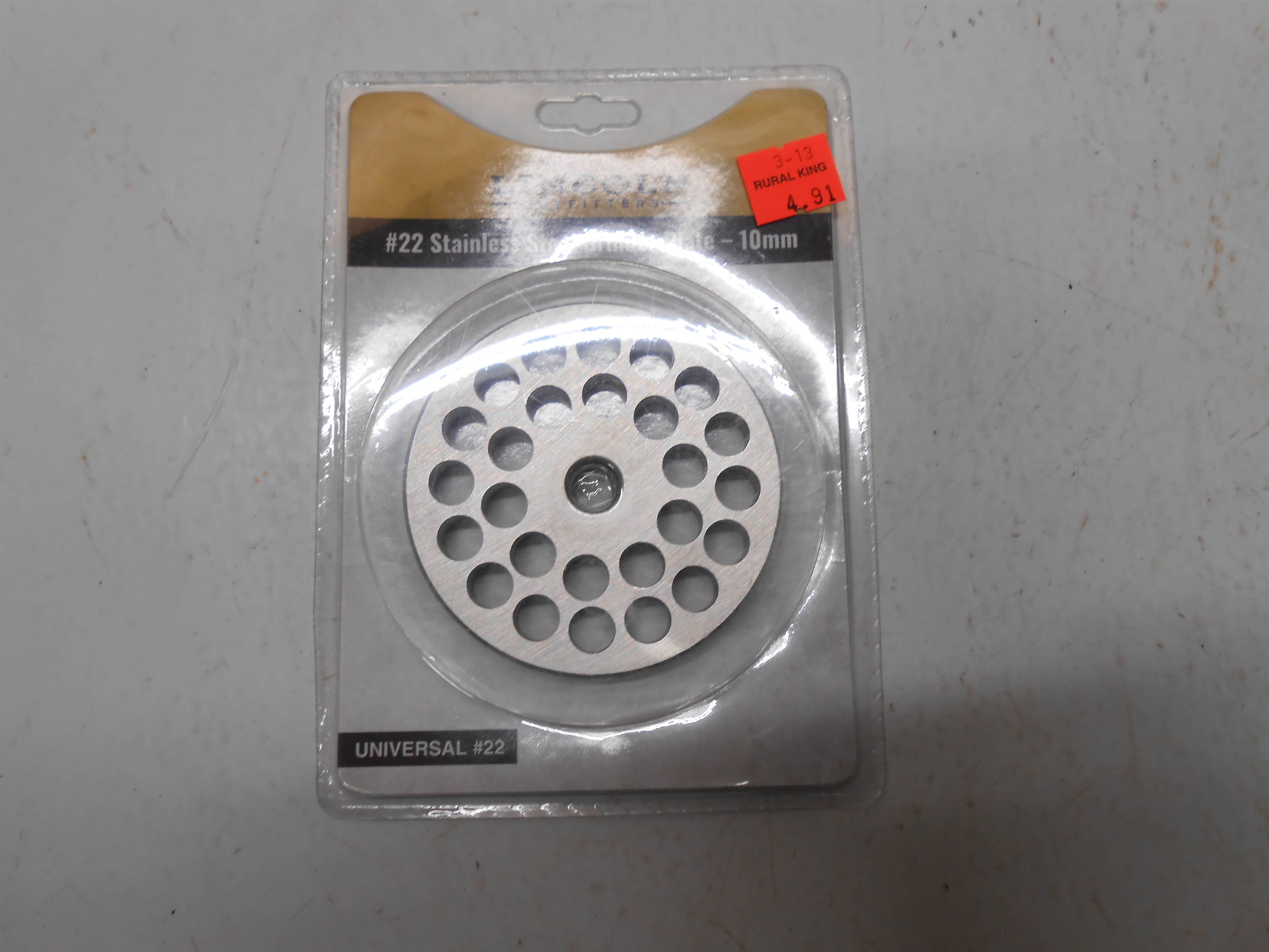 Used #22 Stainless Steel Grinder Plate 10mm Lincoln Outfitters for sale small view front thumbnail