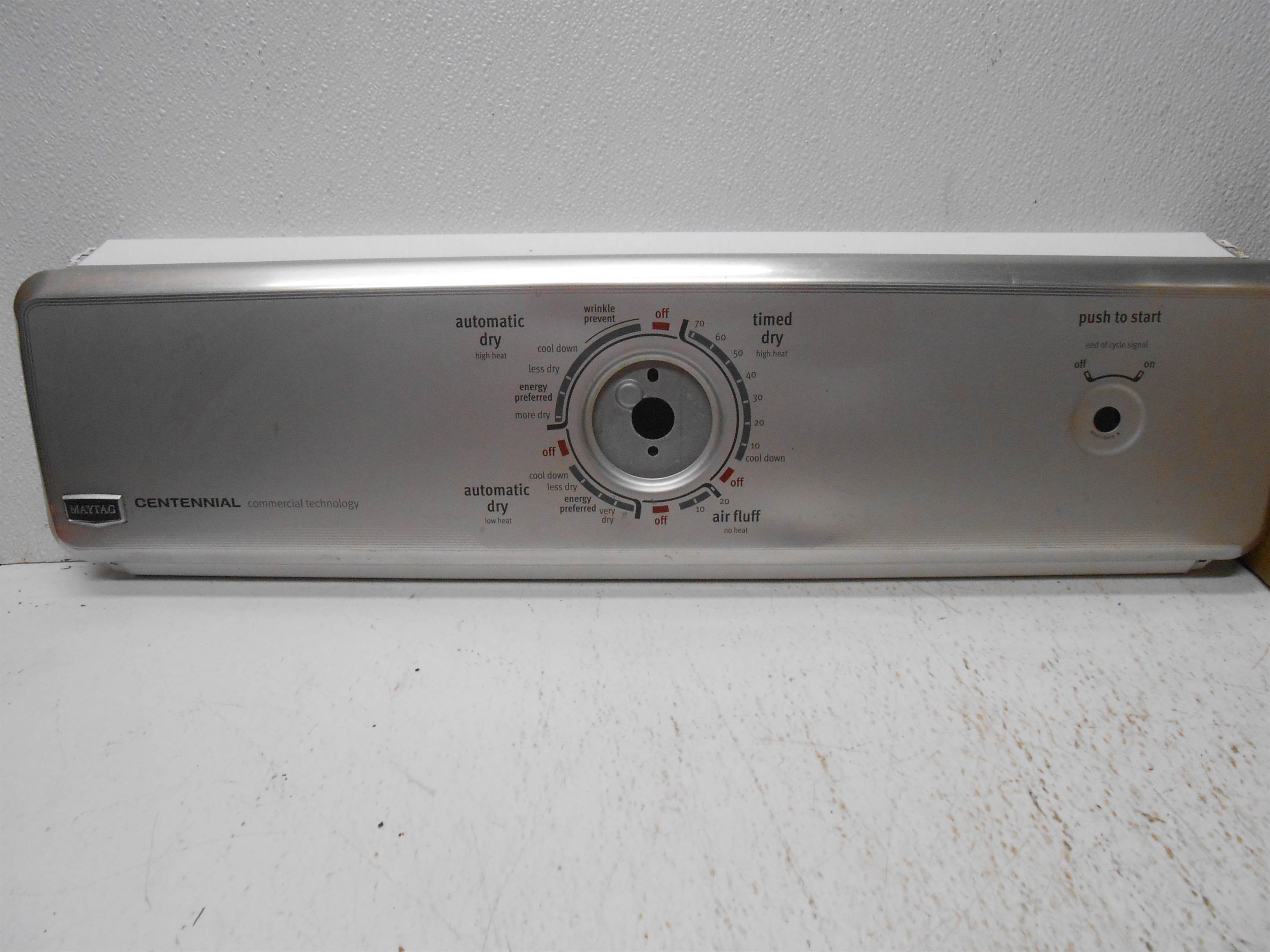 Used Whirlpool W10115474 White Control Panel Housing For Certain Maytag Dryers for sale small view front thumbnail